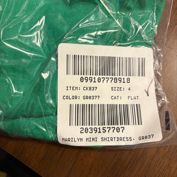 J Crew Linen Shirt Dress 4 Green NWOT CK837 J.Crew Travel Resort Tie Back - Picture 6 of 6